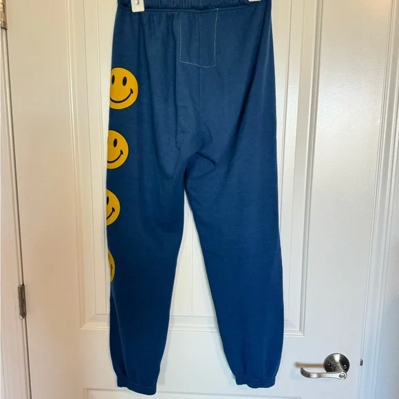 Aviator Nation Blue Yellow Smiley Faces sweat pants size medium - Picture 6 of 6